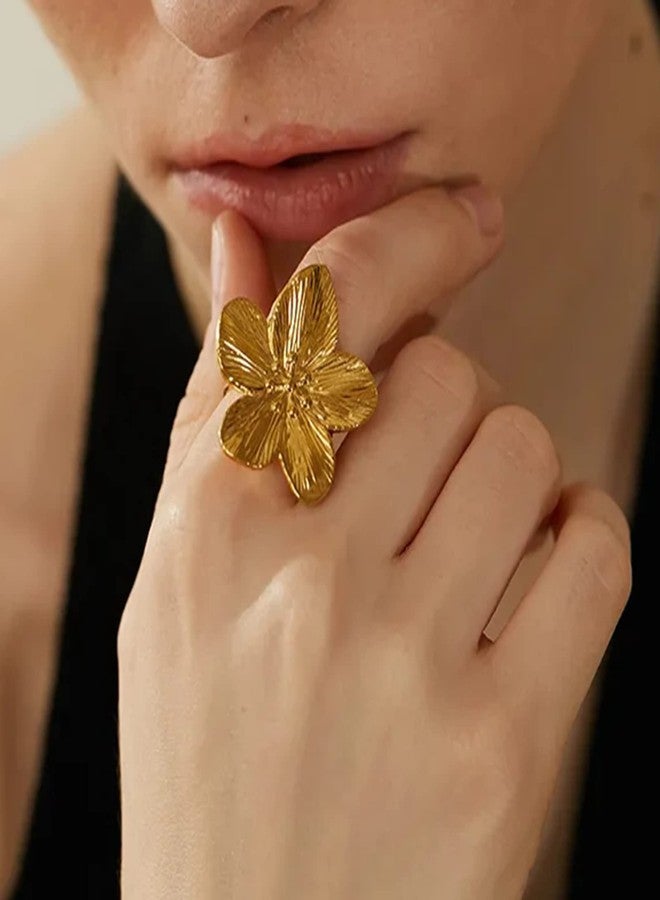 JAGTRADE Vintage Flower Lovely Adjustable Finger Fashion Simple Stainless Steel Open Statement Jewelry for Womens - Image 5